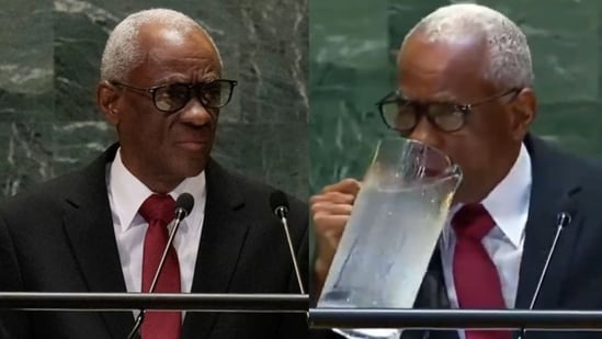 Haitian President’s large jug sip and spill at UN speech triggers merciless memes; video goes viral