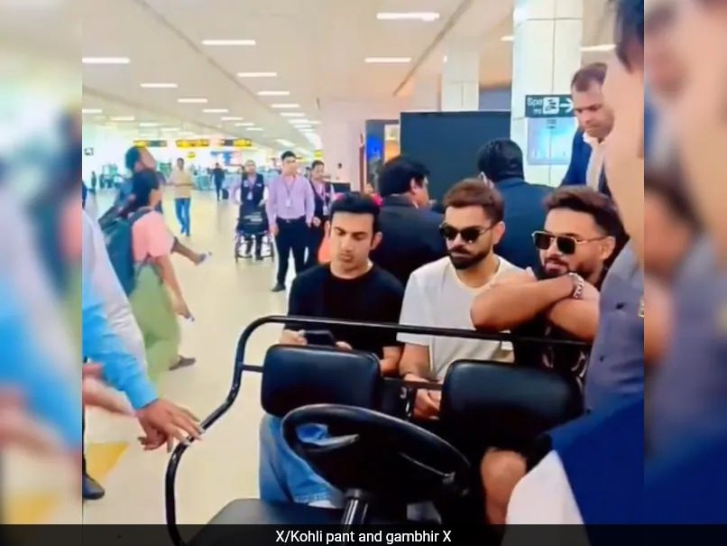 “Delhi Boys” Kohli, Gambhir, Pant Enjoy Golf Cart Ride At Airport, Video Goes Viral