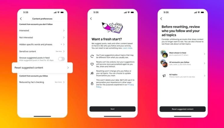 Instagram will let customers reset the advice system that powers their feeds