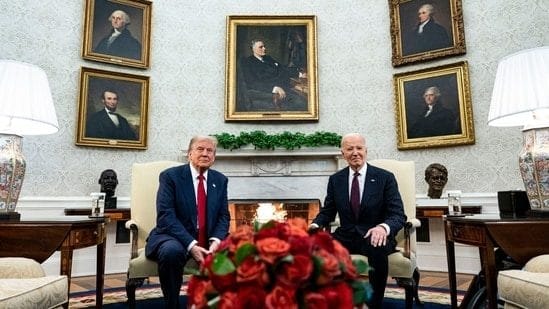 Trump and Biden bond over ‘robust’ politics in historic White House assembly regardless of evident awkwardness