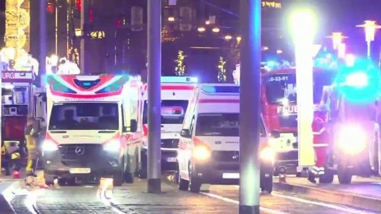 Car rams into crowd at German Christmas market, killing not less than two, injuring dozens