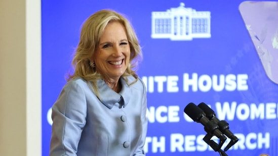 Jill Biden catches herself after making ill-considered reference to ‘pleasure’ of Americans, ‘You’re all studying into that!’