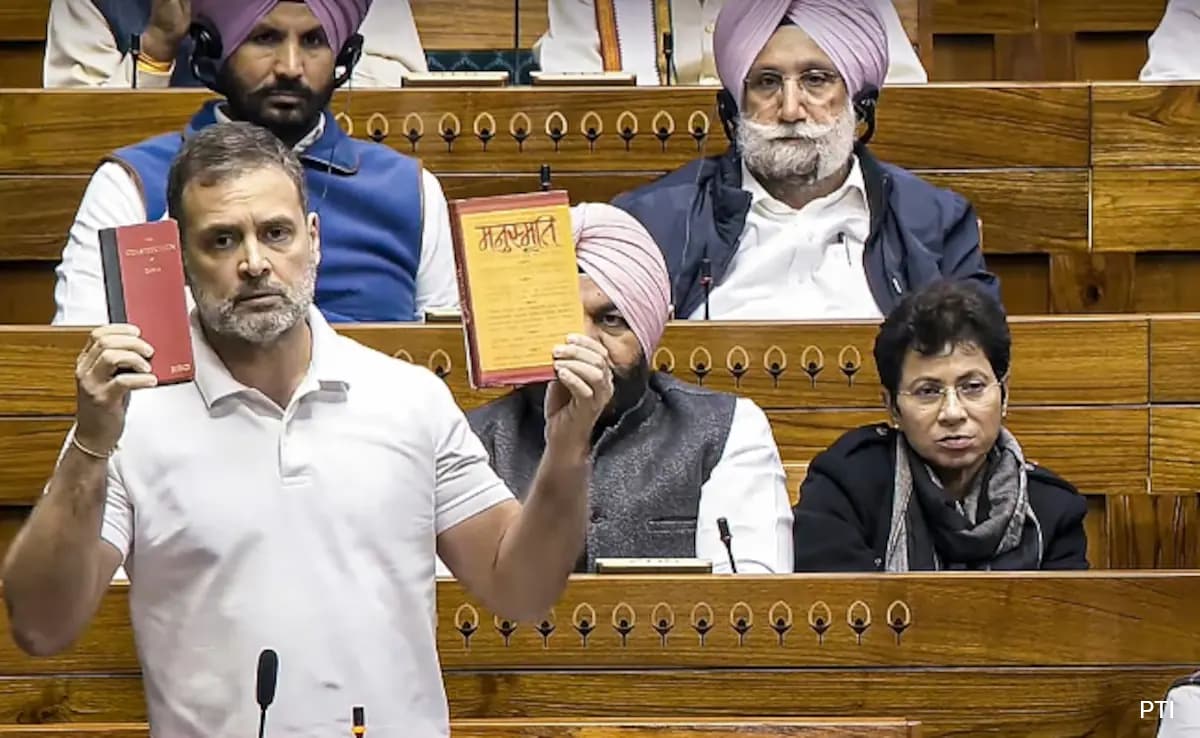 Rahul Gandhi Draws ‘Constitution vs Manusmriti’ Parallel In Parliament