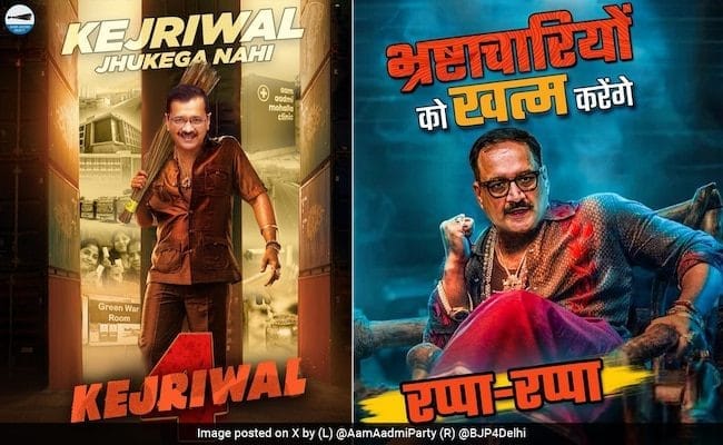 AAP-BJP Engage In Poster War Ahead Of Delhi Polls Inspired By ‘Pushpa 2’